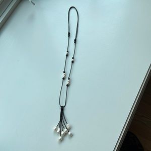 Leather and pearl necklace